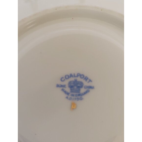 Vintage Coalport Bone China Teacup and Saucer Burgundy Fall Florals 1960's - Picture 8 of 9